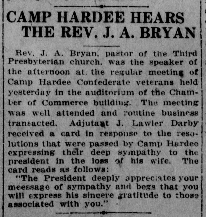 Camp Hardee Hears The Rev. J.A. Bryan